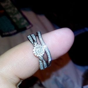 3 ct 10 k white gold diamond ring set
